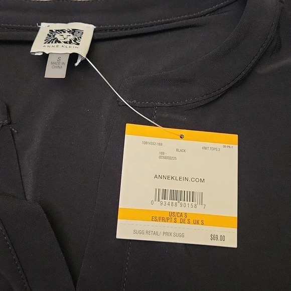 🛍Anne Klein Long Sleeve Gold Buttons Black Blouse‎ Size Small - Picture 4 of 6